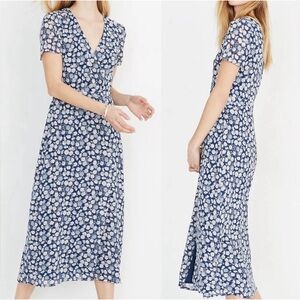 Madewell Wrap-Front Blue Midi Dress in French Floral